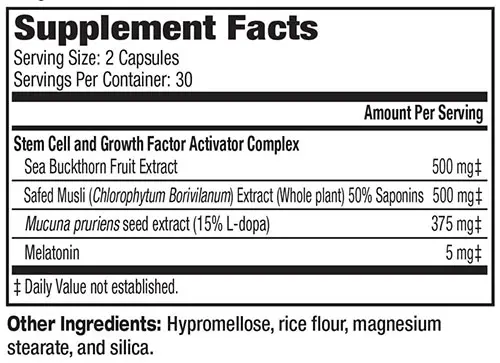 Stemtropin Supplement Facts Image