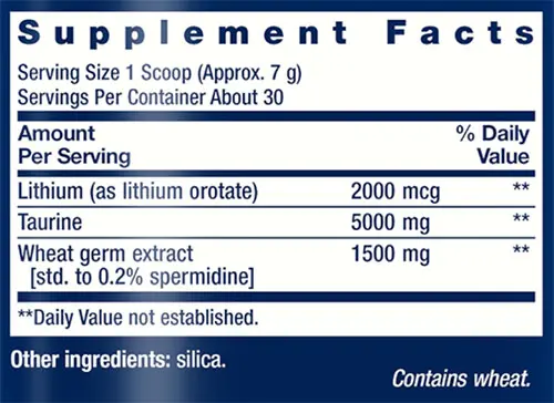Life Extension Aging Powder Supplement Facts Image