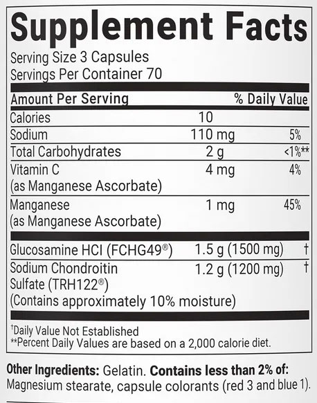 Cosamin DS Supplement Facts Image
