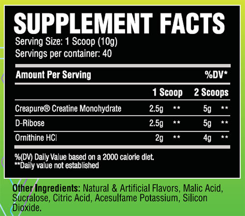 Chemix ATP Supplement Facts Image