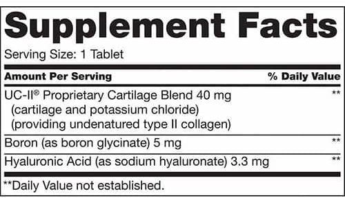Kirkland Triple Action Joint Health Supplement Facts