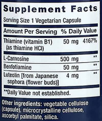 Life Extension Super Carnosine Supplement Facts