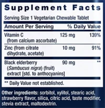 Life Extension 5 Day Eldberberry Immune Supplement Facts