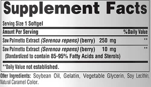 Puritan's Pride Saw Palmetto Supplement Facts