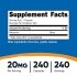 Nutricost Melatonin 20mg Supplement Facts