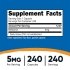 Nutricost Melatonin 5mg Supplement Facts