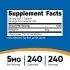 Nutricost Melatonin 5mg Supplement Facts