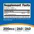 Nutricost Selenium 200mcg Supplement Facts 