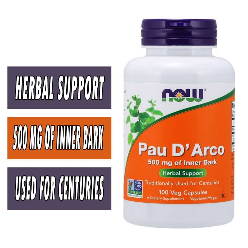 Now Foods Pau D'arco (Lapacho) 500 Mg - 100 Gélules - Complément Alimentaire - NEUF