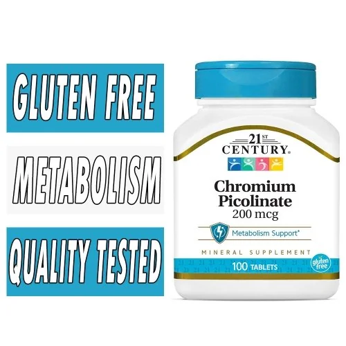 21st Century Chromium Picolinate, 200 mcg, 100 Tabs