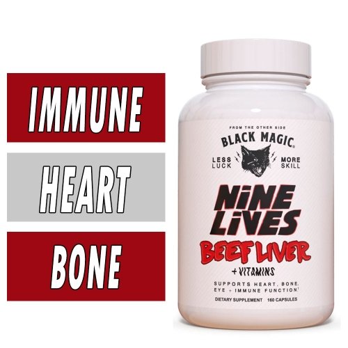 Black Magic Nine Lives Beef Liver - 160 Capsules Bottle Image