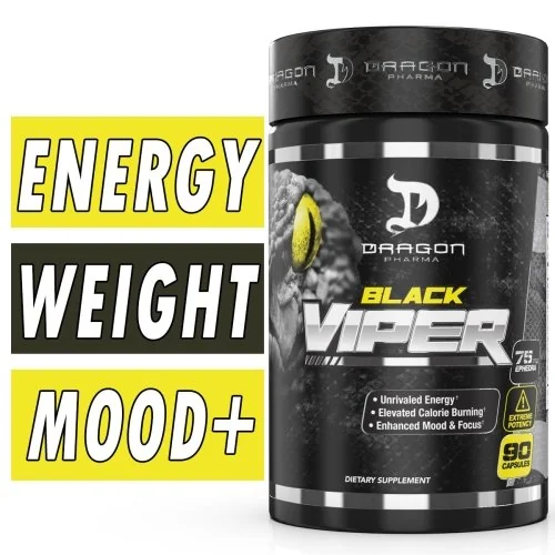 Black Viper Fat Burner By Dragon Pharma, 90 Caps Bottle Image