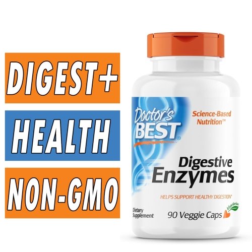 Doctor's Best Digestive Enzymes - 90 Veggie Capsules Bottle Image