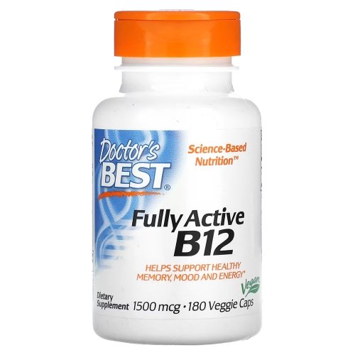 Doctor's Best Fully Active B12 - 1500 mcg - 180 Veggie Caps Bottle Image