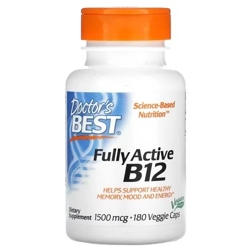 Doctor's Best Fully Active B12 - 1500 mcg - 180 Veggie Caps Bottle Image
