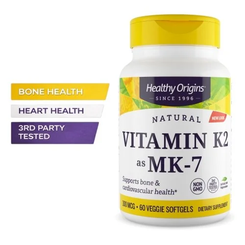 Healthy Origins Vitamin K2 as MK7, 100 mcg, 180 Veggie Softgels