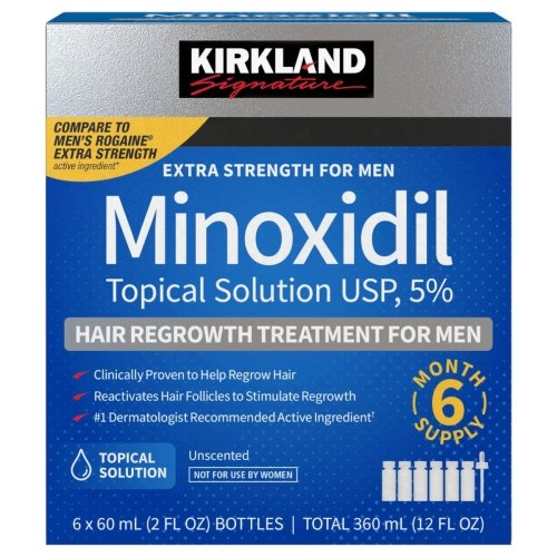 Kirkland Minoxidil, Extra Strength para Regeneração de Cabelo para Homens, Fornecimento para 6 meses