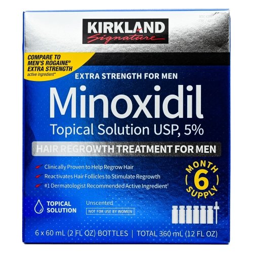 Kirkland Minoxidil, Extra Strength Hair Regrowth For Men, 6 Month Supply