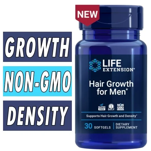 Life Extension Hair Growth for Men - 30 Softgels Bottle Image