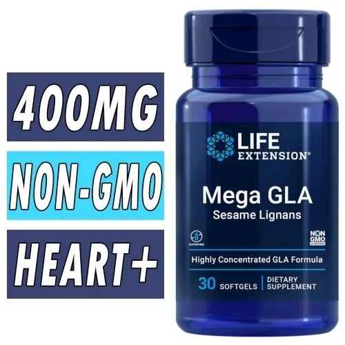 Life Extension Mega GLA Sesame Lignans - 30 Softgels Bottle Image