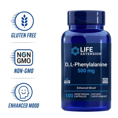 Life Extension D, L-Phenylalanine - 500 mg - 100 Veg Capsules