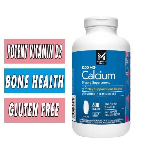 Member's Mark Calcium + D3 - 600 mg - 600 Tablets - Bone Health