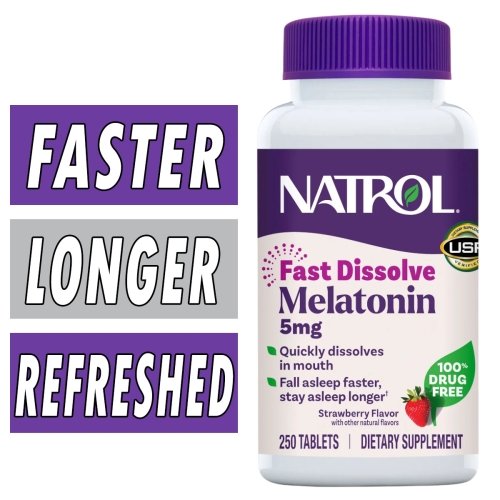 Natrol Melatonin Fast Dissolve, 5 mg, 250 Tabs Bottle Image