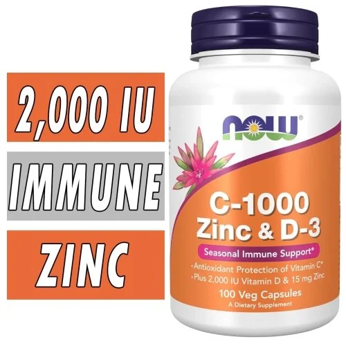 NOW C-1000 Zinc & D-3 -100 Veg Capsules