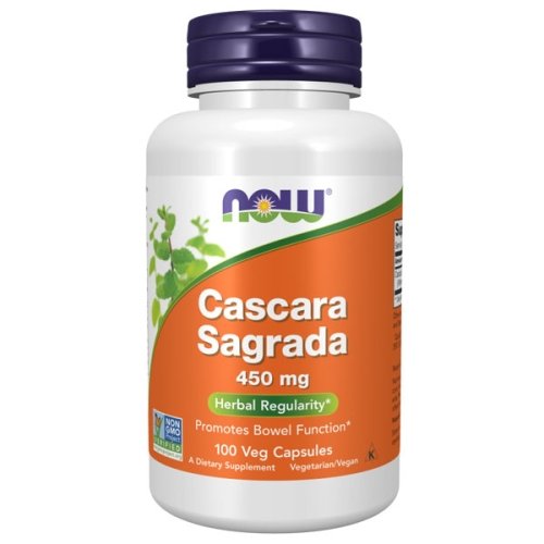 NOW Cascara Sagrada - 450 mg - 100 Veg Capsules Bottle Image