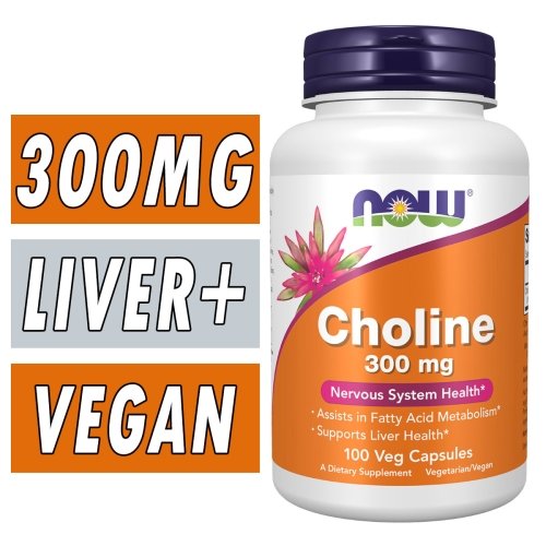 NOW Choline - 300 mg - 100 Veg Capsules Bottle Image