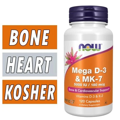NOW Mega D3 & MK-7 - 120 Veg Capsules