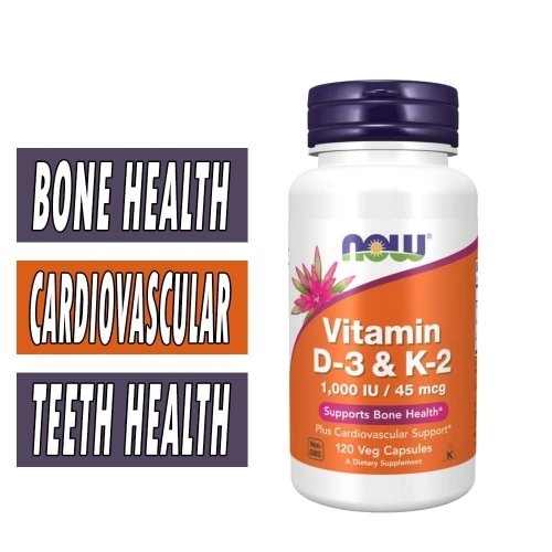 NOW Vitamin D3 & K2 - 120 Veg Capsules
