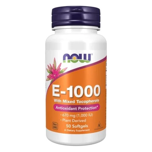NOW Vitamin E-1000 IU, Mixed Tocopherols, 50 Softgels