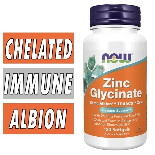 NOW Zinc Glycinate - 30 mg - 120 Softgels