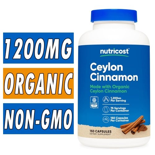 Nutricost Cinnamon - 1200 mg - 150 Capsules Bottle Image