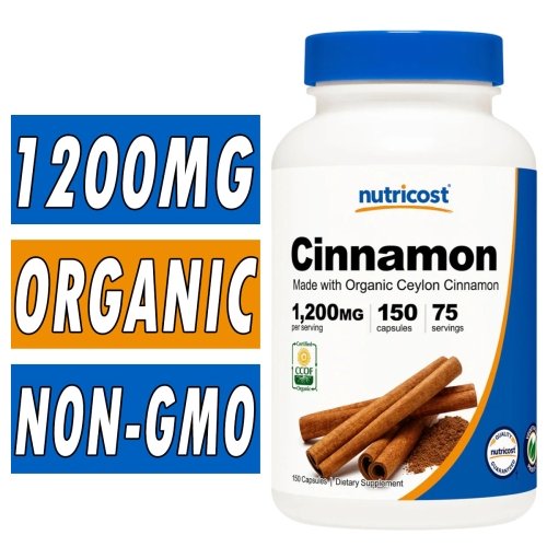 Nutricost Cinnamon - 1200 mg - 150 Capsules Bottle Image