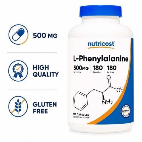 Nutricost L-Phenylalanine - 500 mg - 180 Capsules
