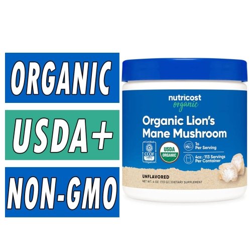 Nutricost Organic Lion's Mane Mushroom Powder - Unflavored - 4 Oz 