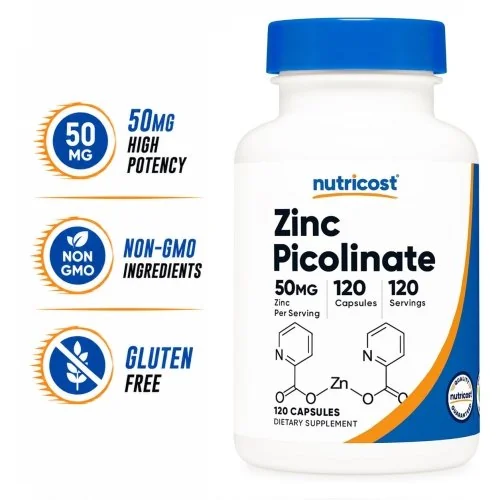 Nutricost Zinc Picolinate - 50 mg - 120 Capsules