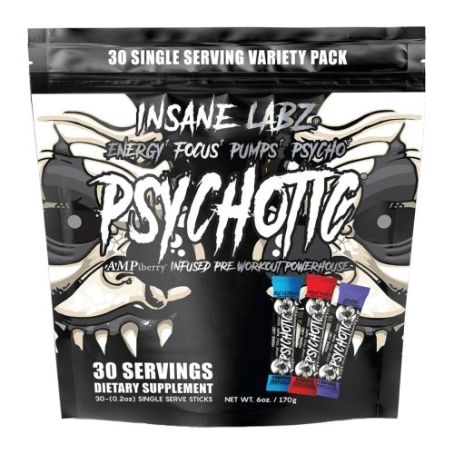 Psychotic Black - Variety (Blue Raspberry, Fruit Punch, and Grape) - 30 Stick Packs
