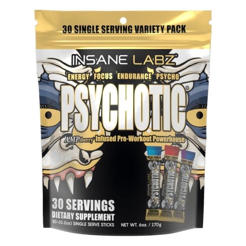 Psychotic Gold - Variety (Blue Punch, Fruit Punch, and Gummy Candy) - 30 Stick Packs