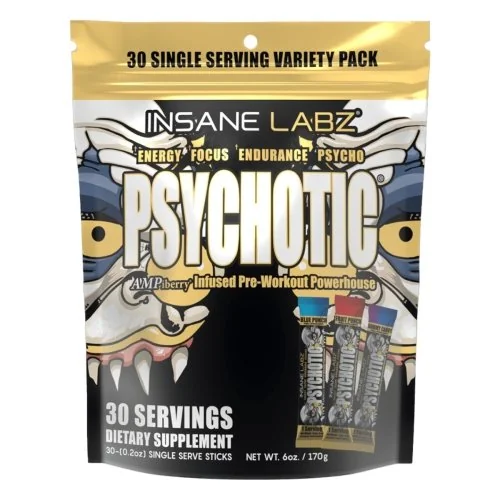 Psychotic Gold - Variety (Blue Punch, Fruit Punch, and Gummy Candy) - 30 Stick Packs