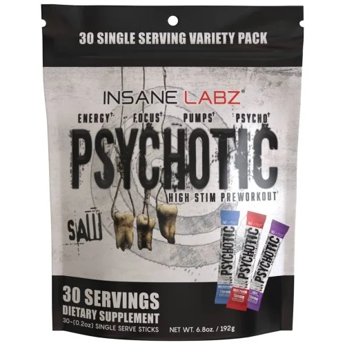 Psychotic SAW - Variety (Blue Raspberry, Fruit Punch, and Grape) - 30 Stick Packs