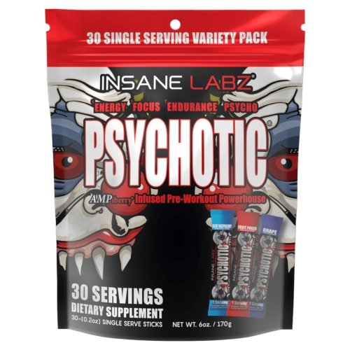 Psychotic - Variety (Blue Raspberry, Fruit Punch, and Grape) - 30 Stick Packs