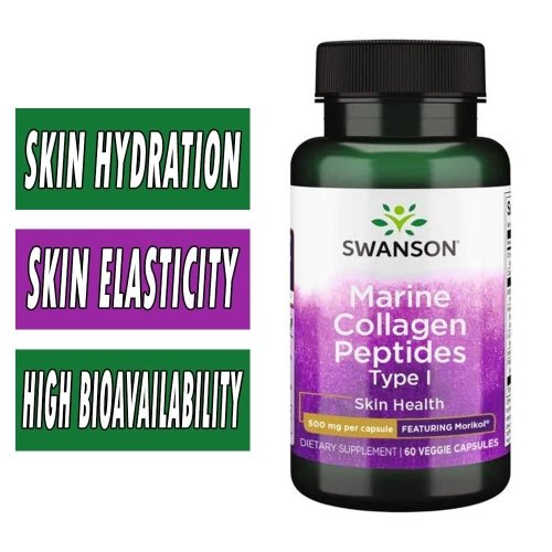 Swanson Marine Collagen Peptides Type I - 500 mg - 60 Veg Caps bottle image