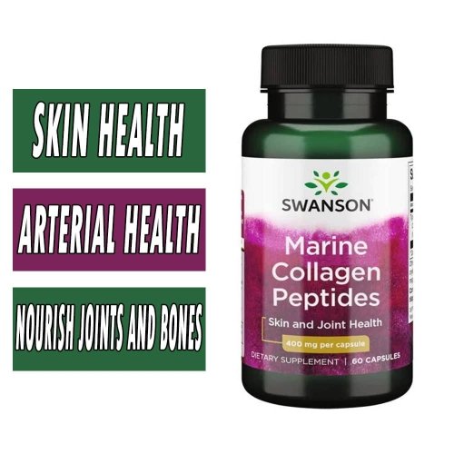 Swanson Hydrolyzed Marine Collagen Peptides - 400 mg - 60 Caps bottle image