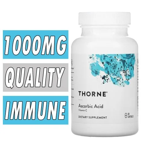 Thorne Ascorbic Acid (Vitamin C) - 60 Capsules Bottle Image