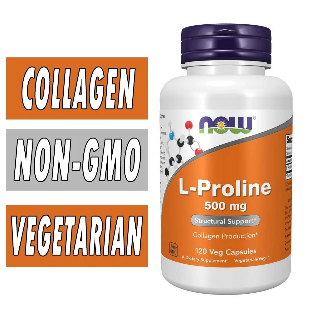 l-glutamine 40mg l-proline 60mg l-taurine 60mg l-carnitine 220mg nac 75mg L-Proline | NOW Foods