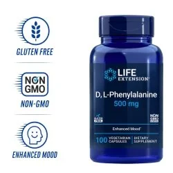 Life Extension D, L-Phenylalanine - 500 mg - 100 Veg Capsules