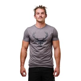 Bucked Up Flag T-Shirt - Heather Gray/Black Logo - Large